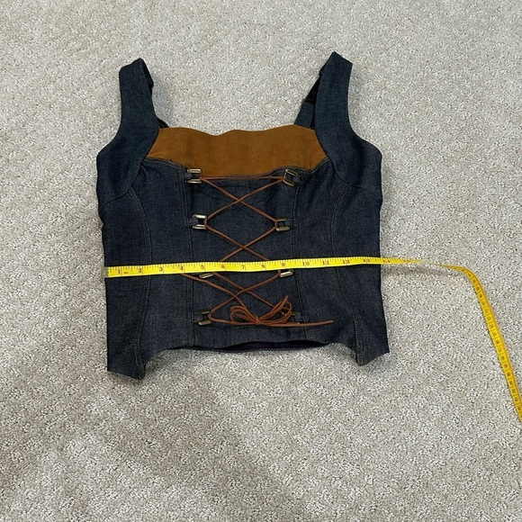 Vintage & Rare Custom Denim Corset-like Top w/Ultra Suede - Picture 3 of 10
